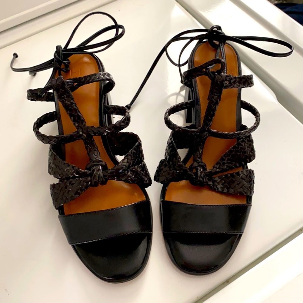 Black Heeled Strappy Sandals NWOT